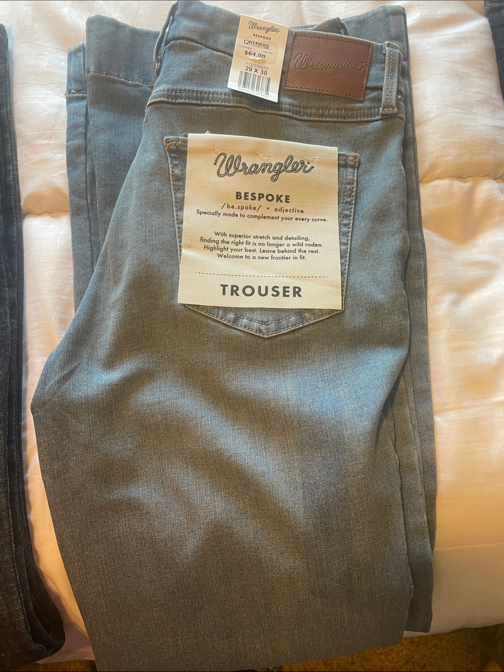 Bespoke Wrangler Gray Denim Trouser with Brown Patch